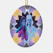Custom Purple Yellow Christmas Star Photo Gift Keramisch Ornament (Rechts)