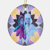 Custom Purple Yellow Christmas Star Photo Gift Keramisch Ornament (Links)