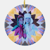 Custom Purple Yellow Christmas Star Photo Gift Keramisch Ornament (Achterkant)