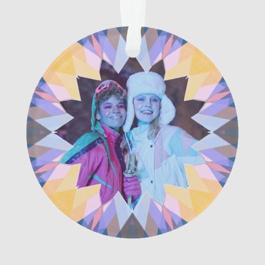 Custom Purple Yellow Christmas Star Photo Gift Ornament (achterkant)