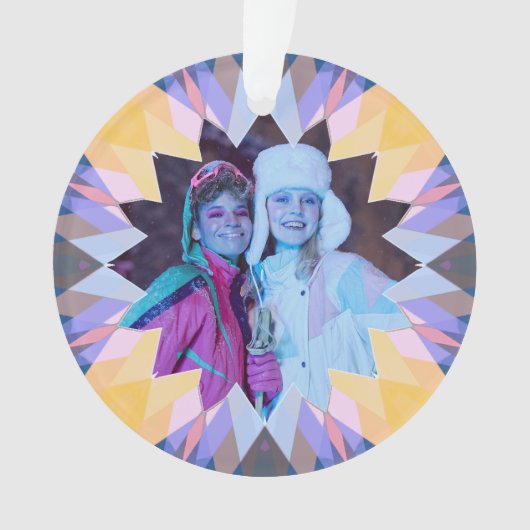 Custom Purple Yellow Christmas Star Photo Gift Ornament (voorkant)