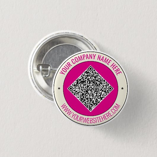 Custom QR Code and Text Branded Button Example (Voorkant /achterkant)