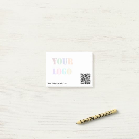 Custom QR Code Branded Logo Post-it® Notes Example (Op bureau)