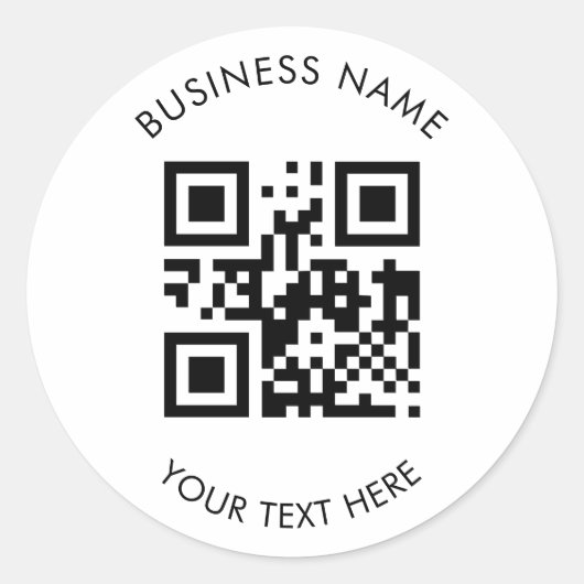 Custom QR Code Business and Text Promotion White Ronde Sticker (Voorkant)