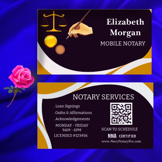 Custom QR Code Business Card for Mobile Notary  Visitekaartje