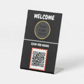 Custom QR Code Business Pedesta Black Gold Tableto Reclamebord Met Voetstuk (Voorkant)