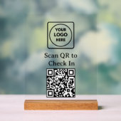 Custom QR Code Check-In Logo Black Display Sign (Neutraal)