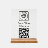 Custom QR Code Check-In Logo Black Display Sign (Voorkant)