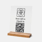 Custom QR Code Check-In Logo Black Display Sign (Hoek)