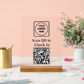 Custom QR Code Check-In Logo Black Display Sign (Huwelijk)