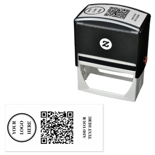 Custom QR Code & Logo Self-Inking Stamp Zelfinktende Stempel (In situ)