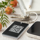 Custom QR Code Logo zwart effen minimalist Sleutelhanger (Voorkant Rechts)
