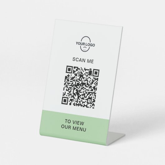 Custom QR Code Menu Stand | Contactless Restaurant Reclamebord Met Voetstuk (Voorkant)