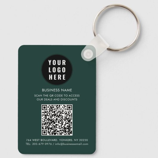 Custom QR Code Modern Logo Minimalist Business Sleutelhanger (Achterkant)