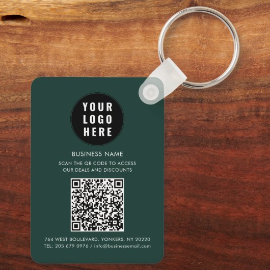 Custom QR Code Modern Logo Minimalist Business Sleutelhanger (Achterkant)