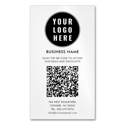 Custom QR Code Modern Logo Minimalist Magnetisch Visitekaartje (Voorkant Verticaal)