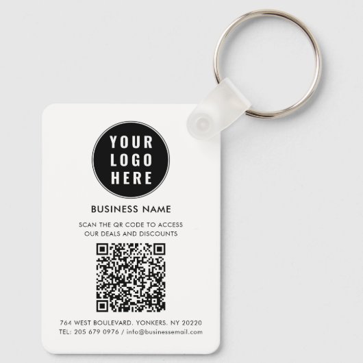 Custom QR Code Modern Logo Minimalist Sleutelhanger (Achterkant)