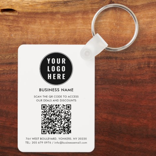 Custom QR Code Modern Logo Minimalist Sleutelhanger (Achterkant)