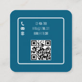 Custom QR Code Modern Logo Navy Small Business Vierkante Visitekaartje (Achterkant)