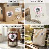 Custom QR Code Pink Heart Shaped Sticker