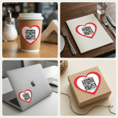 Custom QR Code Red Heart Shaped Sticker