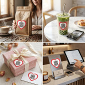 Custom QR Code Red Heart Shaped Sticker