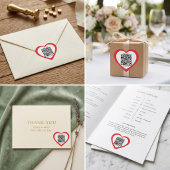 Custom QR Code Red Heart Shaped Wedding Sticker