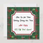 Custom QR Code Restaurant Christmas Green Plaid Feestdagenkaart (Achterkant)