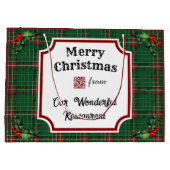 Custom QR Code Restaurant Christmas Green Plaid Groot Cadeauzakje (Achterkant)
