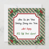 Custom QR Code Restaurant Christmas Plaid Feestdagenkaart (Achterkant)