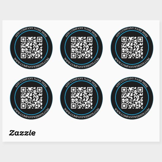 Custom QR Code Text Black White Classic  Ronde Sticker (Vel)