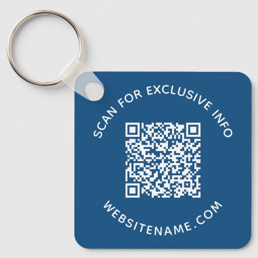 Custom QR Code Text Corporate Swag Blue Sleutelhanger (Voorkant)