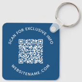 Custom QR Code Text Corporate Swag Blue Sleutelhanger (Achterkant)