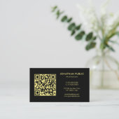 Custom QR Code Your Company Logo Black And Gold Visitekaartje (Staand voorkant)