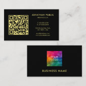Custom QR Code Your Company Logo Black And Gold Visitekaartje (Voorkant / Achterkant)