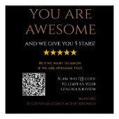 Custom QR Code zwart goud laat een review elegant Perfect Poster (Voorkant)