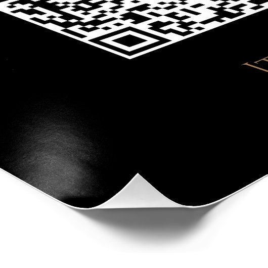 Custom QR Code zwart goud laat een review elegant Perfect Poster (Hoek)
