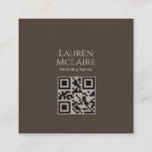 Custom QR Monogram Calling Card Taupe Brown Contactkaartje (Achterkant)