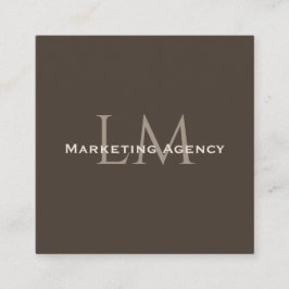 Custom QR Monogram Calling Card Taupe Brown Contactkaartje