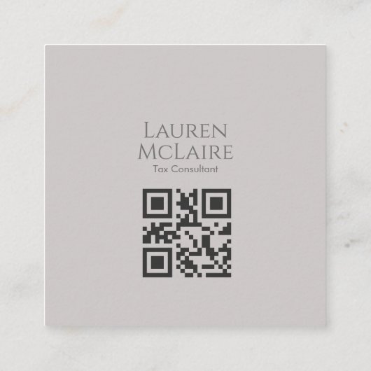 Custom QR Monogram Calling Card Taupe Gray Contactkaartje (Achterkant)