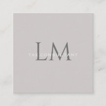 Custom QR Monogram Calling Card Taupe Gray