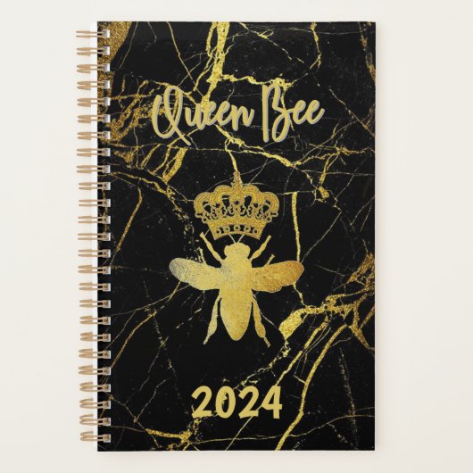 Custom QUEEN BEE Gold Marble Niet gedateerd Maande Planner (Voorkant)