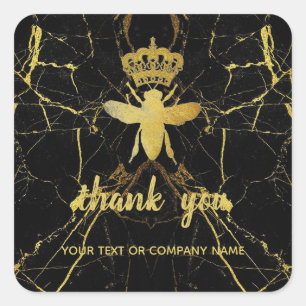 Custom QUEEN BEE Marble Small Business Dank u Vierkante Sticker