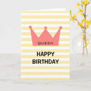 Custom Queen Happy Birthday Red Crown Kaart