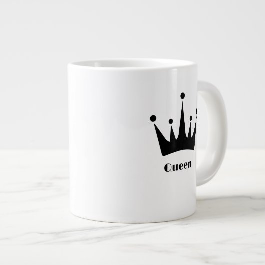 Custom Queen Text Black Crown Afbeelding Specialit Grote Koffiekop (Voorkant rechts)