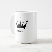 Custom Queen Text Zwart Kleur Crown Afbeelding Cla Koffiemok (Voorkant links)