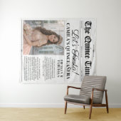 Custom Quinceañera Backdrop Newspaper Tapestry Wandkleed (In Situ (horizontaal))