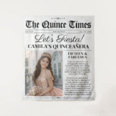 Custom Quinceañera Backdrop Newspaper Tapestry Wandkleed (Voorkant)