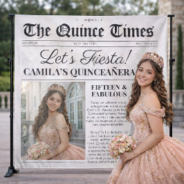 Custom Quinceañera Backdrop Newspaper Tapestry Wandkleed