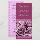 CUSTOM Quinceanera Dank u wel roze rozen Kaart (Voorkant / Achterkant)